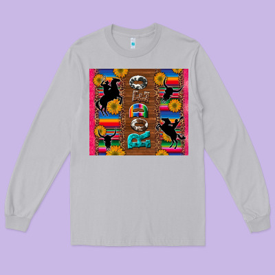 Rodeo Serape Leopard Glitter Long Sleeve Tee Designed By Artiststas