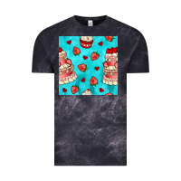 Cloud Black valentines day cake and strawberries seamless pattern Vintage Tee - BundleAndBundleShop