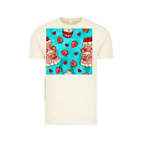 Vintage Arctic valentines day cake and strawberries seamless pattern Vintage Tee - BundleAndBundleShop