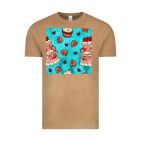 Vintage Camel valentines day cake and strawberries seamless pattern Vintage Tee - BundleAndBundleShop