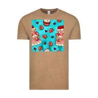 Vintage Coffee valentines day cake and strawberries seamless pattern Vintage Tee - BundleAndBundleShop