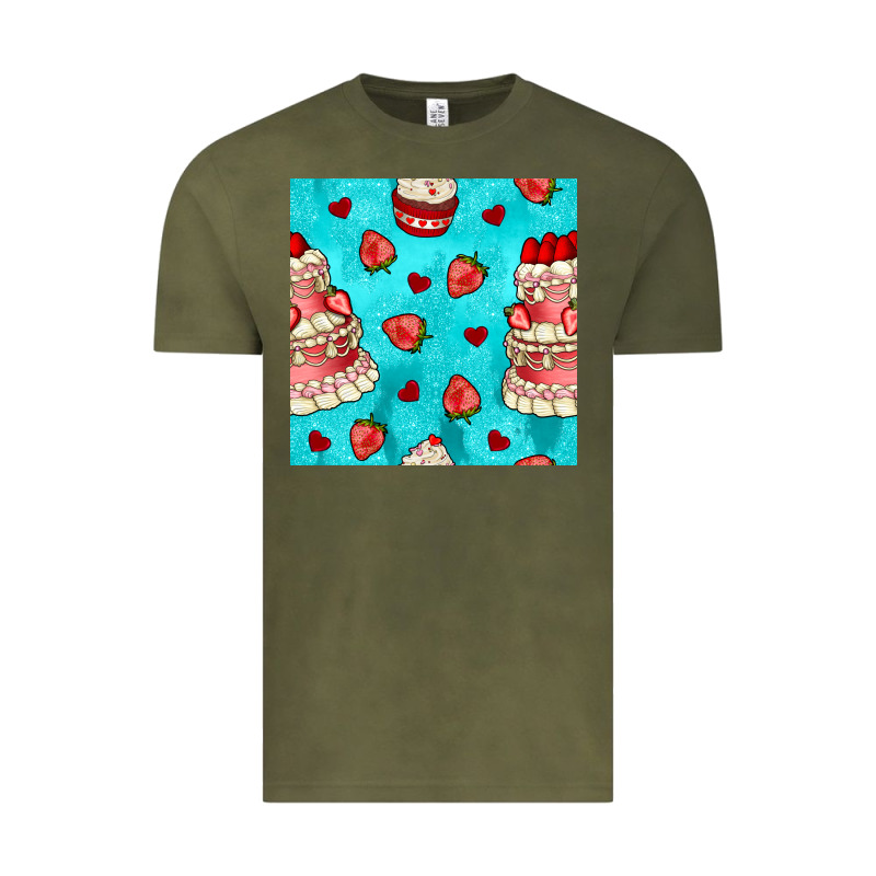 Valentines Day Cake And Strawberries Seamless Pattern Vintage Tee by BundleAndBundleShop | Teevron