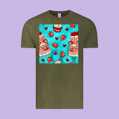 Valentines Day Cake And Strawberries Seamless Pattern Vintage Tee Designed By Bundleandbundleshop