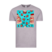 Vintage Zinc valentines day cake and strawberries seamless pattern Vintage Tee - BundleAndBundleShop