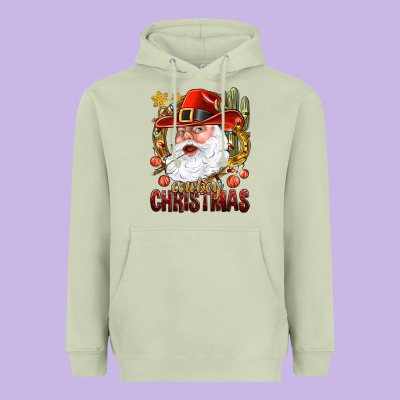 Cowboy Christmas Santa Heavyweight Hoodie Designed By Bundleandbundleshop