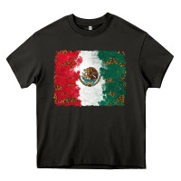 Asphalt Mexican Flag With Leopard Heavy Core Tee - RanaPortraitStore