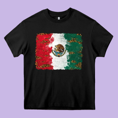 Heavy Core Tee Mexican Flag With Leopard