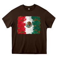 Chocolate Brown Mexican Flag With Leopard Heavy Core Tee - RanaPortraitStore