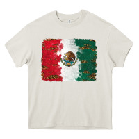 Cream Mexican Flag With Leopard Heavy Core Tee - RanaPortraitStore