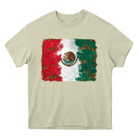 Mossy Mexican Flag With Leopard Heavy Core Tee - RanaPortraitStore