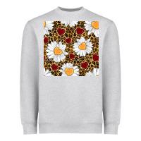 Heather Grey valentines day daisy and leopard seamless pattern Heavyweight Sweatshirt - BundleAndBundleShop