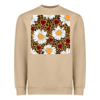 Mushroom valentines day daisy and leopard seamless pattern Heavyweight Sweatshirt - BundleAndBundleShop