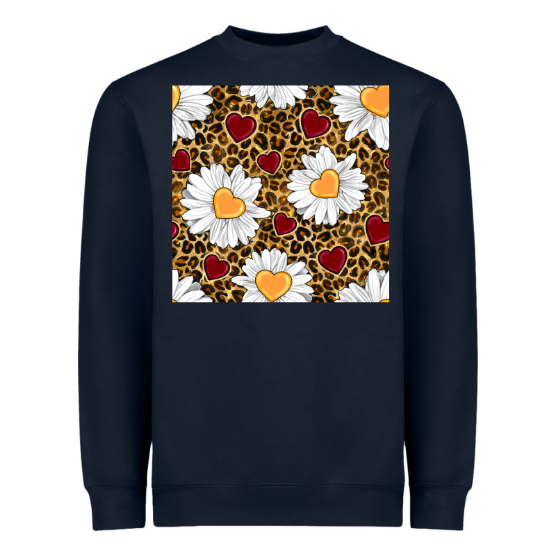 Valentines Day Daisy And Leopard Seamless Pattern Heavyweight Sweatshirt by BundleAndBundleShop | Teevron