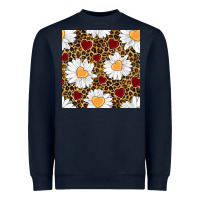 Navy valentines day daisy and leopard seamless pattern Heavyweight Sweatshirt - BundleAndBundleShop