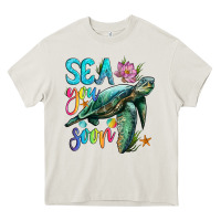 Cream sea you soon with sea turtle Heavy Core Tee - Artiststas