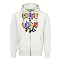 Oatmeal Heather love is love pride Zipper Hoodie - MaliasSmallBusiness