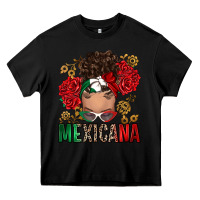 Black Mexicana Latina messy bun Heavy Core Tee - RanaPortraitStore