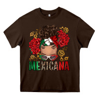Chocolate Brown Mexicana Latina messy bun Heavy Core Tee - RanaPortraitStore