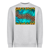 Heather Grey leopard turquoise sunflower Heavyweight Sweatshirt - JahusDesignShop