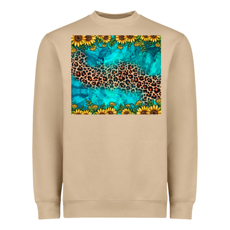Leopard Turquoise Sunflower Heavyweight Sweatshirt by JahusDesignShop | Teevron