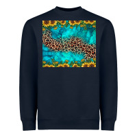 Navy leopard turquoise sunflower Heavyweight Sweatshirt - JahusDesignShop