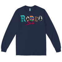 Navy rodeo babe turquoise serape cowhide leopard Long Sleeve Tee - Artiststas
