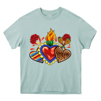Arona Sacred heart with leopard and serape heart Heavy Core Tee - RanaPortraitStore
