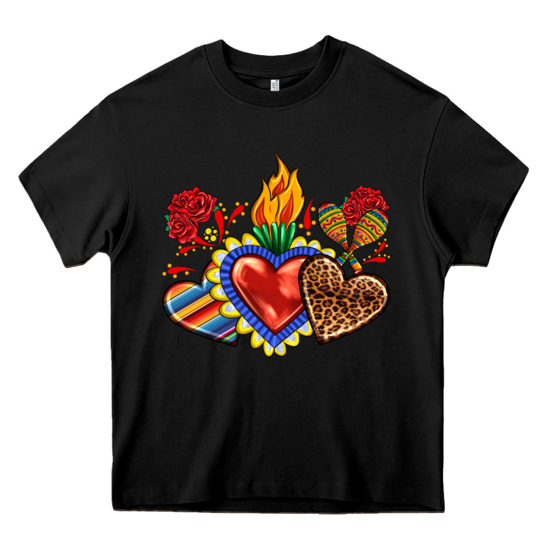 Sacred Heart With Leopard And Serape Heart Heavy Core Tee by RanaPortraitStore | Teevron