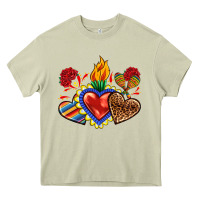 Mossy Sacred heart with leopard and serape heart Heavy Core Tee - RanaPortraitStore