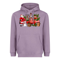 Lavender Santa Snowman Reindeer Penguin Elf Christmas Truck Heavyweight Hoodie - BundleAndBundleShop