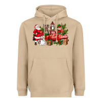 Mushroom Santa Snowman Reindeer Penguin Elf Christmas Truck Heavyweight Hoodie - BundleAndBundleShop