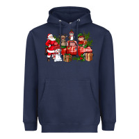 Navy Santa Snowman Reindeer Penguin Elf Christmas Truck Heavyweight Hoodie - BundleAndBundleShop