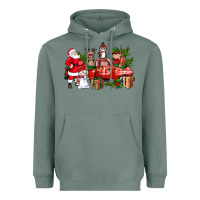 Sage Santa Snowman Reindeer Penguin Elf Christmas Truck Heavyweight Hoodie - BundleAndBundleShop