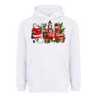 White Santa Snowman Reindeer Penguin Elf Christmas Truck Heavyweight Hoodie - BundleAndBundleShop