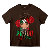 Chocolate Brown Proud Latina messy bun Heavy Core Tee - RanaPortraitStore