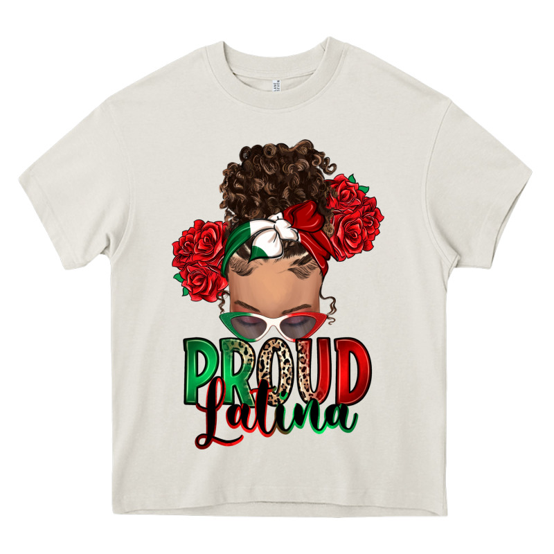 Proud Latina Messy Bun Heavy Core Tee by RanaPortraitStore | Teevron