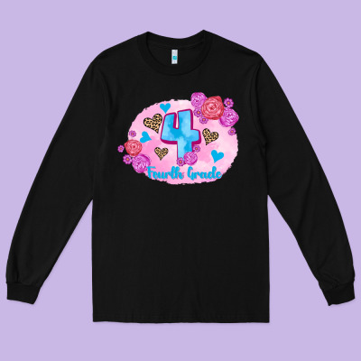 Back To School Flowers Fourth Grade 3200x2400 Long Sleeve Tee Designed By Adodesignshop