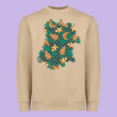 Christmas Gingerbread Cookies Patch Heavyweight Sweatshirt Designed By Bundleandbundleshop