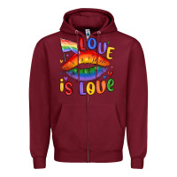 Burgundy love is love lips Zipper Hoodie - MaliasSmallBusiness