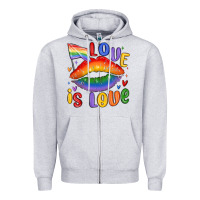 Heather Grey love is love lips Zipper Hoodie - MaliasSmallBusiness