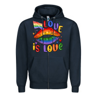 Navy love is love lips Zipper Hoodie - MaliasSmallBusiness