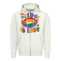 Oatmeal Heather love is love lips Zipper Hoodie - MaliasSmallBusiness