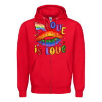 Red love is love lips Zipper Hoodie - MaliasSmallBusiness