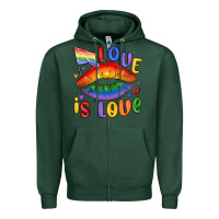 Sports Green love is love lips Zipper Hoodie - MaliasSmallBusiness