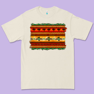Bullskull Thunderbird Aztec Pattern Warm Colors Premium Tee Designed By Barkaloodesign