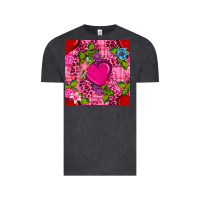 Vintage Black valentines day flower heart with leopard seamless pattern Vintage Tee - BundleAndBundleShop