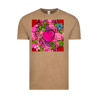 Valentines Day Flower Heart With Leopard Seamless Pattern Vintage Tee | Teevron