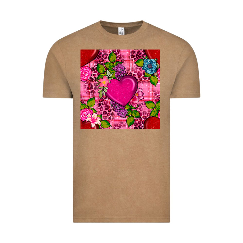 Valentines Day Flower Heart With Leopard Seamless Pattern Vintage Tee by BundleAndBundleShop | Teevron