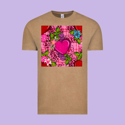 Valentines Day Flower Heart With Leopard Seamless Pattern Vintage Tee Designed By Bundleandbundleshop