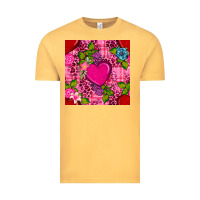 Vintage Mustard valentines day flower heart with leopard seamless pattern Vintage Tee - BundleAndBundleShop